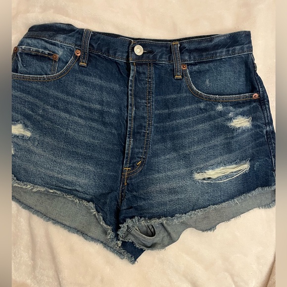 Abercrombie & Fitch Pants - Abercrombie & Fitch Dark Blue Distressed Jean Shorts. Size 29/2. EUC